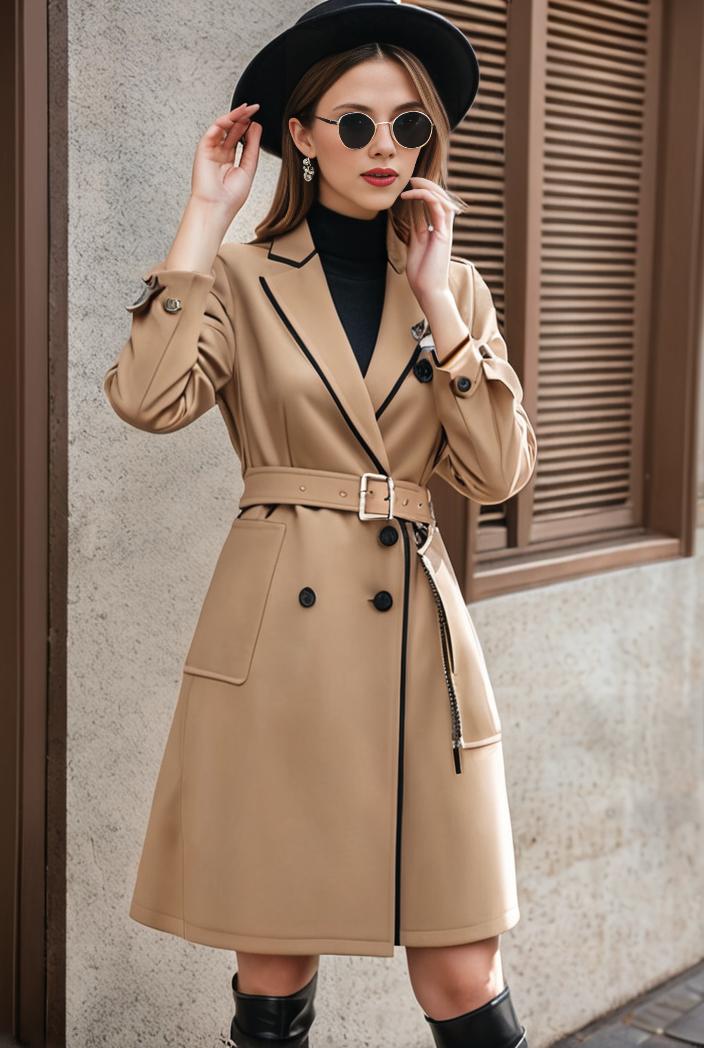 stylish women s winter overcoat with double breasted lapels and thermal lining 112731
