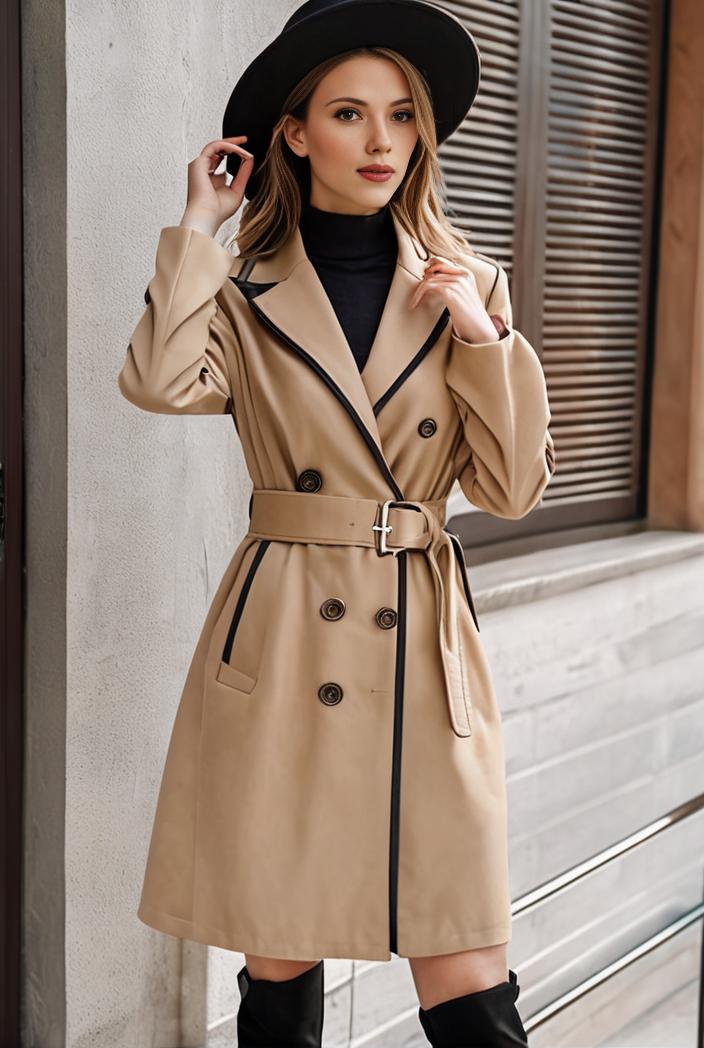 stylish women s winter overcoat with double breasted lapels and thermal lining 112734