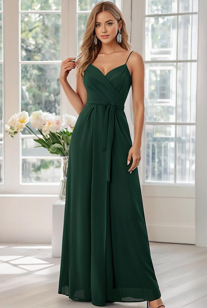 convertible chiffon lace open back spaghetti straps bridesmaid dress 129794