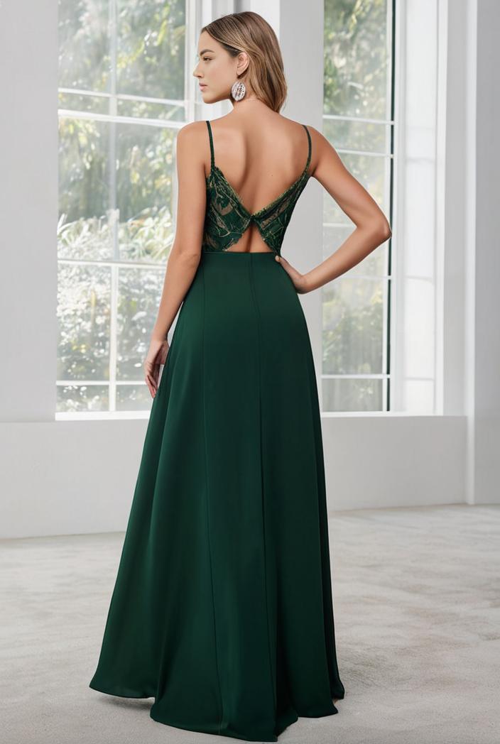 convertible chiffon lace open back spaghetti straps bridesmaid dress 129802