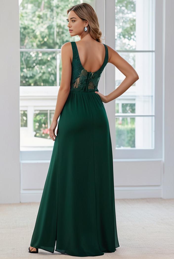 convertible chiffon lace open back spaghetti straps bridesmaid dress 129803