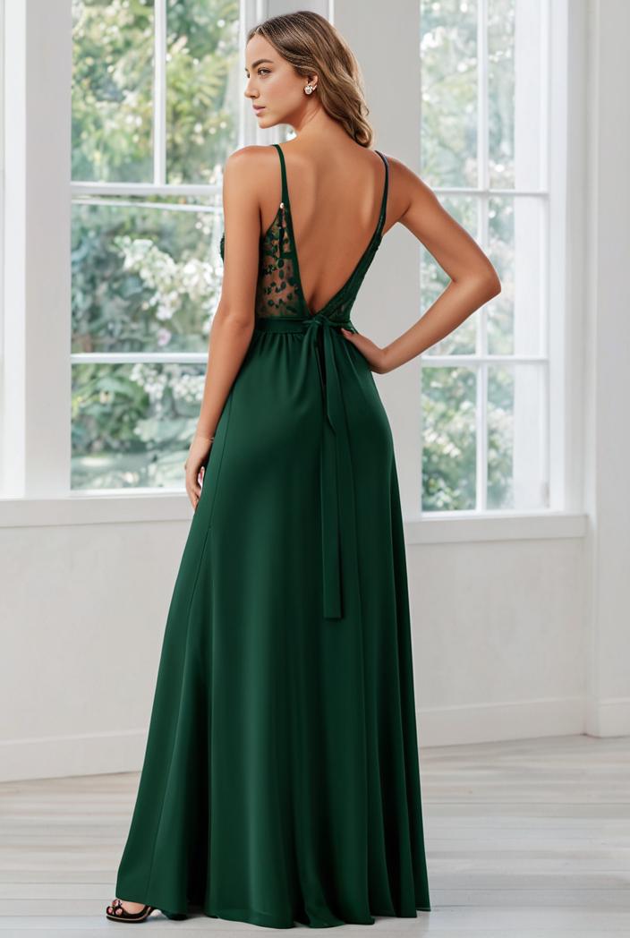 convertible chiffon lace open back spaghetti straps bridesmaid dress 129806