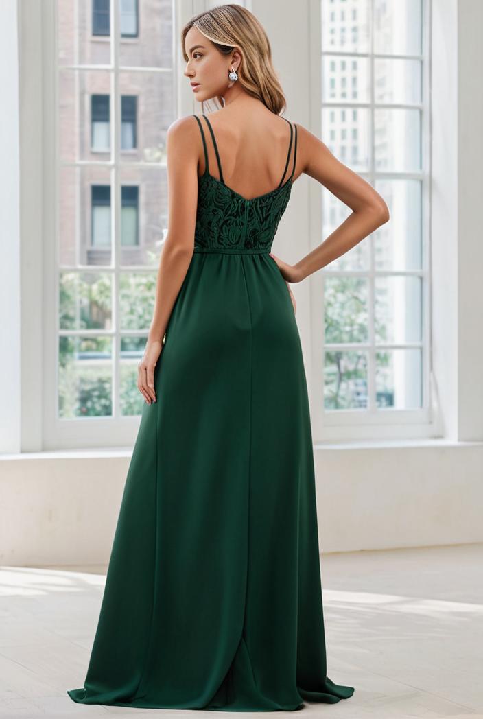 convertible chiffon lace open back spaghetti straps bridesmaid dress 129807