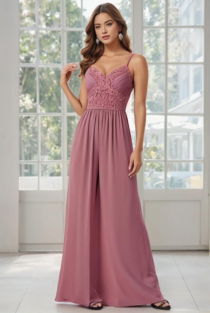 convertible chiffon lace open back spaghetti straps bridesmaid dress 129823