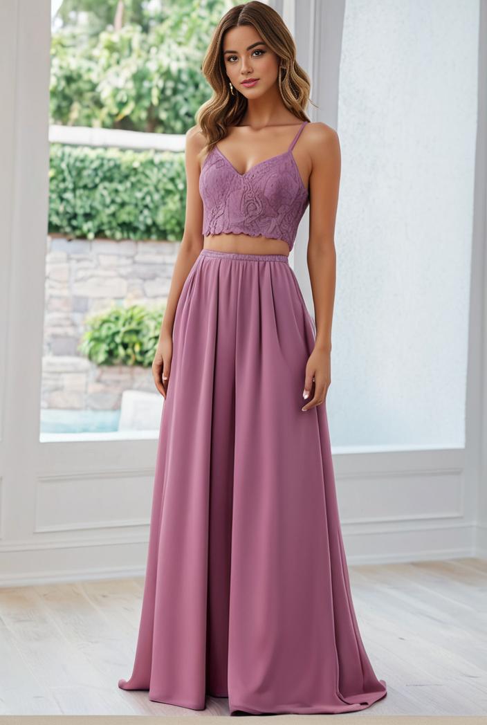 convertible chiffon lace open back spaghetti straps bridesmaid dress 129827