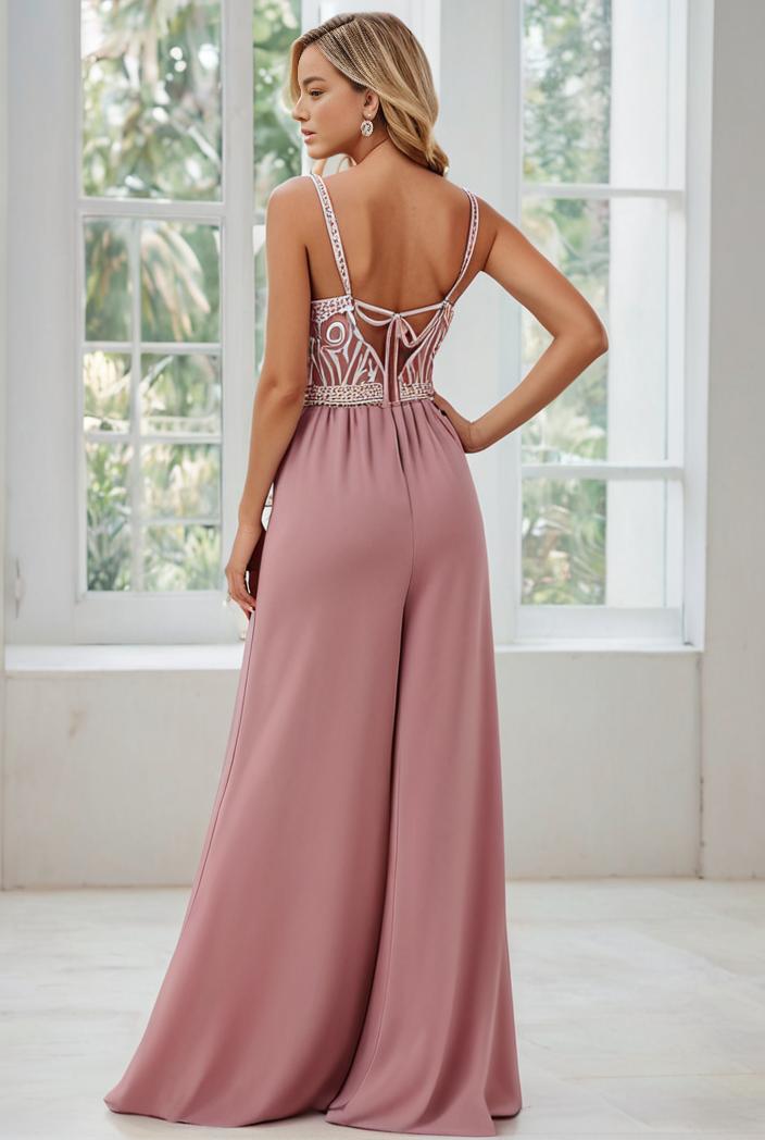 convertible chiffon lace open back spaghetti straps bridesmaid dress 129841