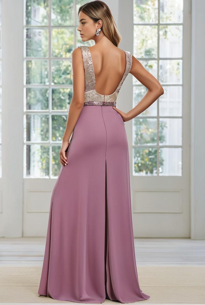 convertible chiffon lace open back spaghetti straps bridesmaid dress 129848