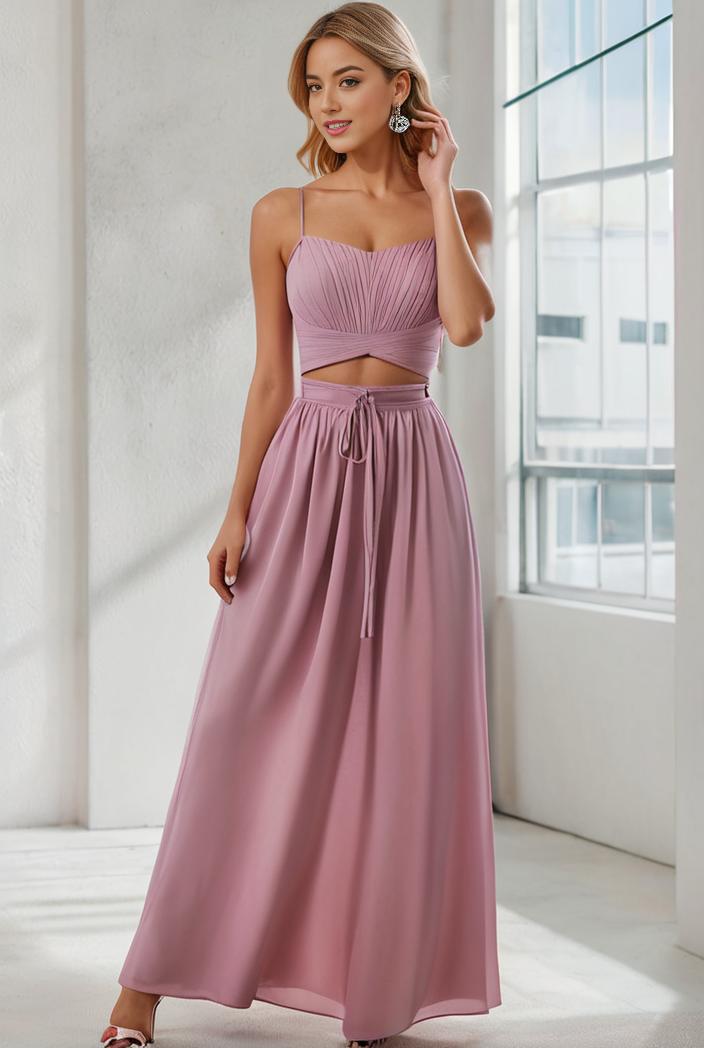 convertible chiffon lace open back spaghetti straps bridesmaid dress 129853