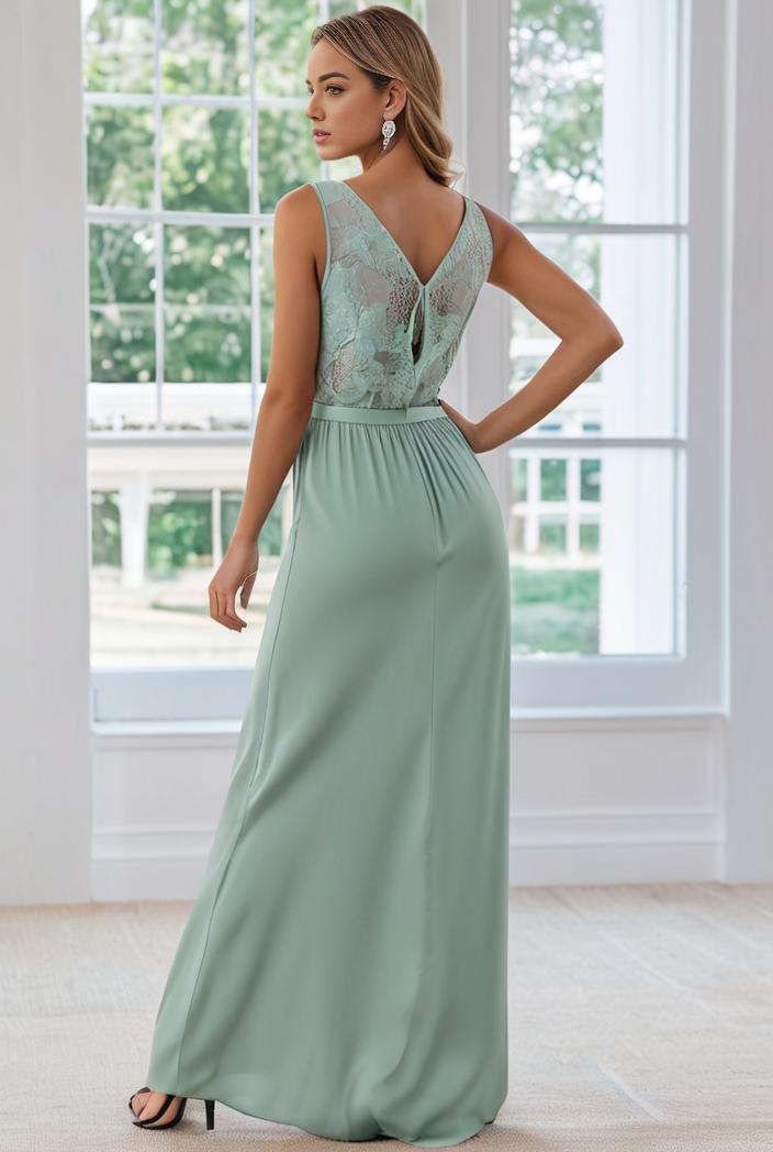 convertible chiffon lace open back spaghetti straps bridesmaid dress 129867