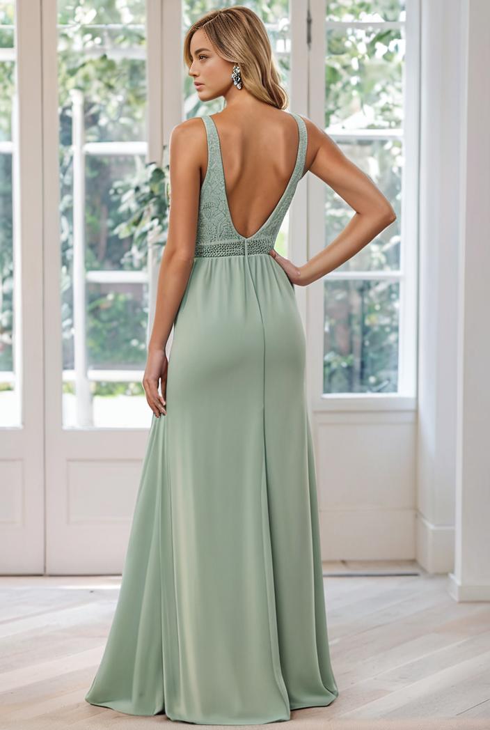 convertible chiffon lace open back spaghetti straps bridesmaid dress 129869