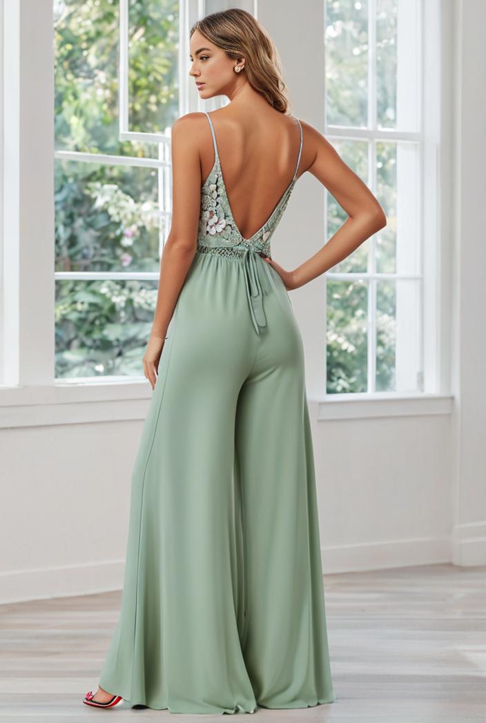 convertible chiffon lace open back spaghetti straps bridesmaid dress 129870