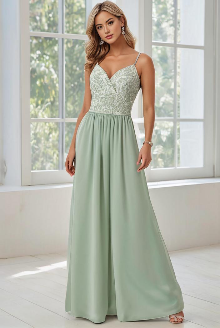 convertible chiffon lace open back spaghetti straps bridesmaid dress 129881