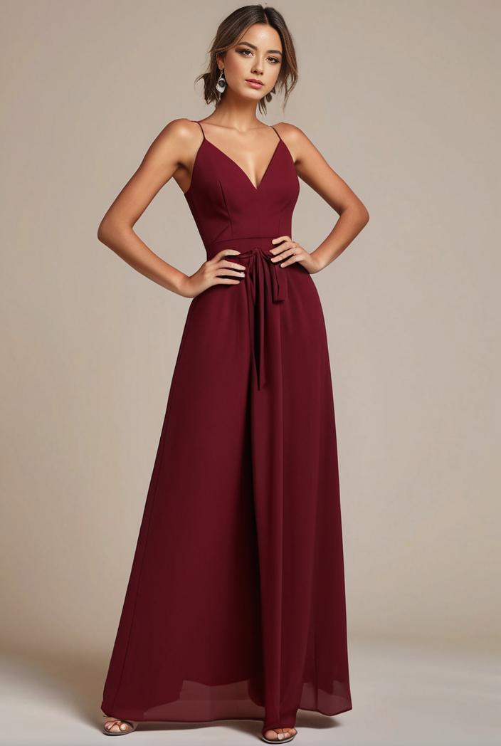 elegant chiffon maxi evening dress with lace cap sleeve 131473