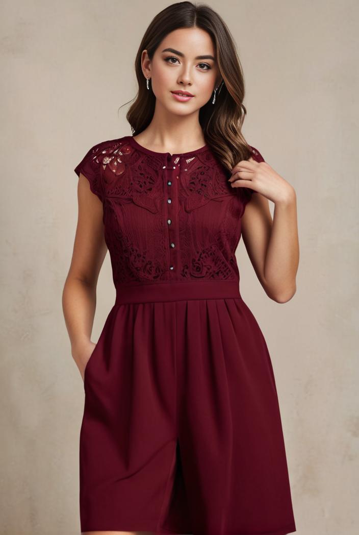 elegant chiffon maxi evening dress with lace cap sleeve 131477