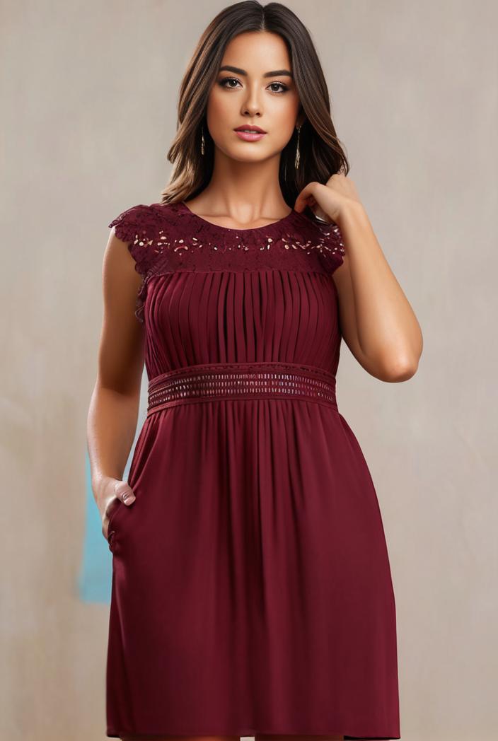 elegant chiffon maxi evening dress with lace cap sleeve 131479