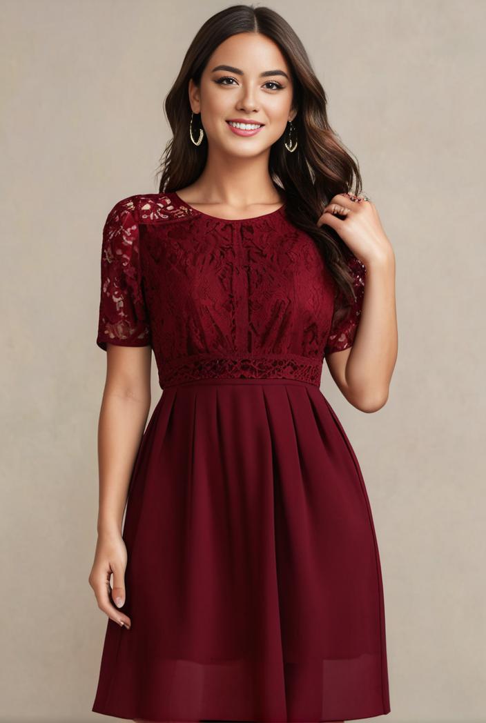 elegant chiffon maxi evening dress with lace cap sleeve 131481