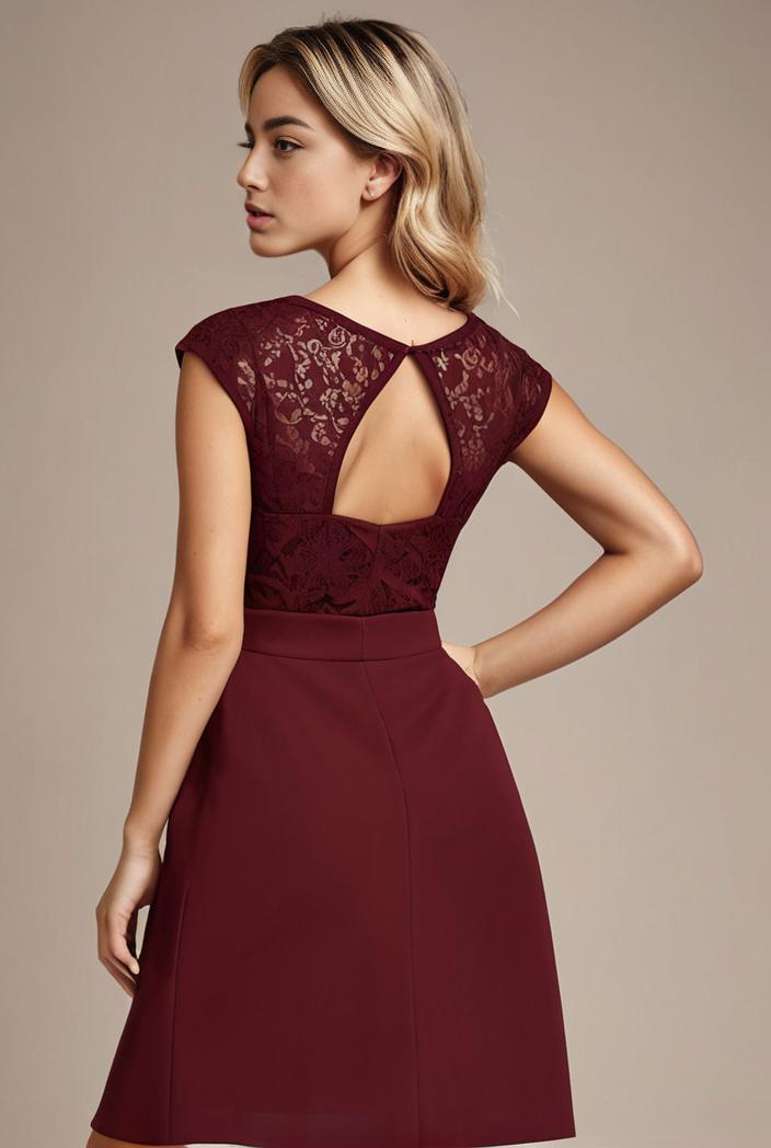 elegant chiffon maxi evening dress with lace cap sleeve 131484