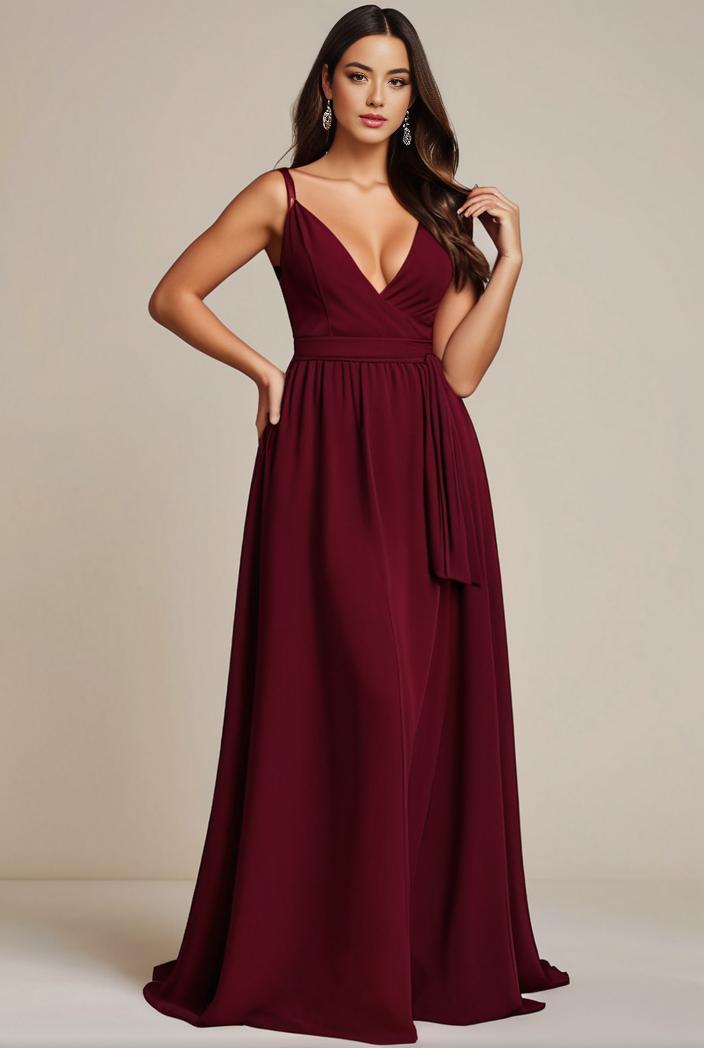 elegant chiffon maxi evening dress with lace cap sleeve 131497