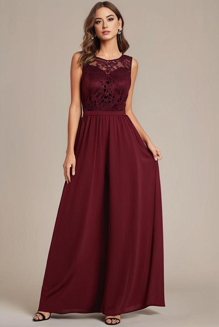 elegant chiffon maxi evening dress with lace cap sleeve 131506
