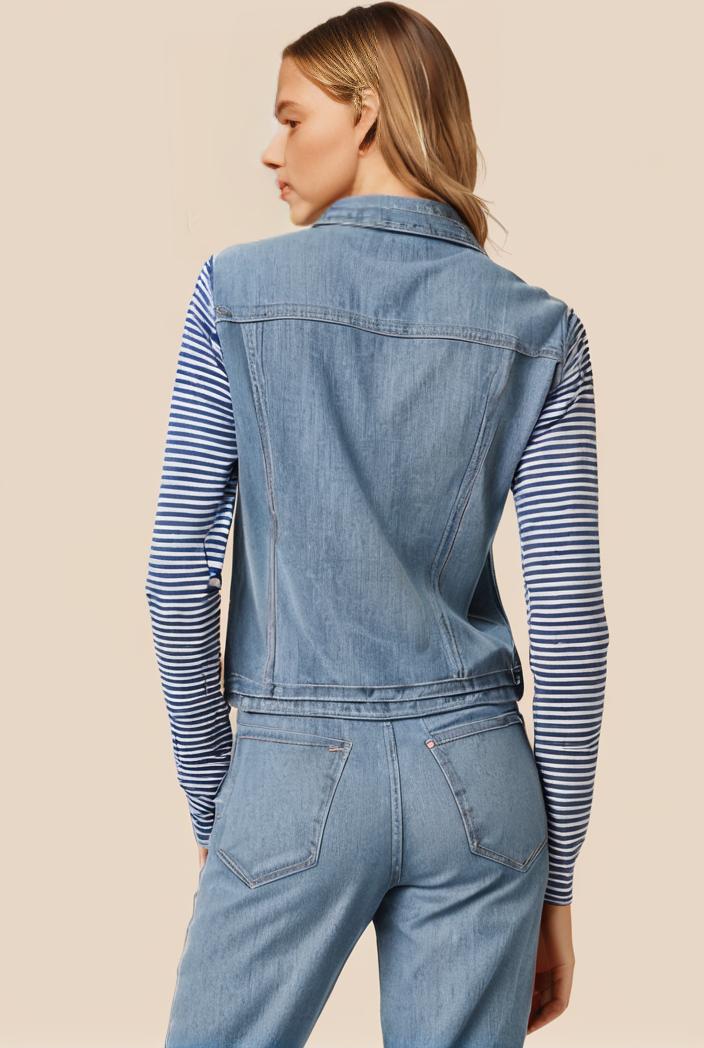 washed denim sleeveless vest with distressed ripped lapel women s denim jacket collection 116358