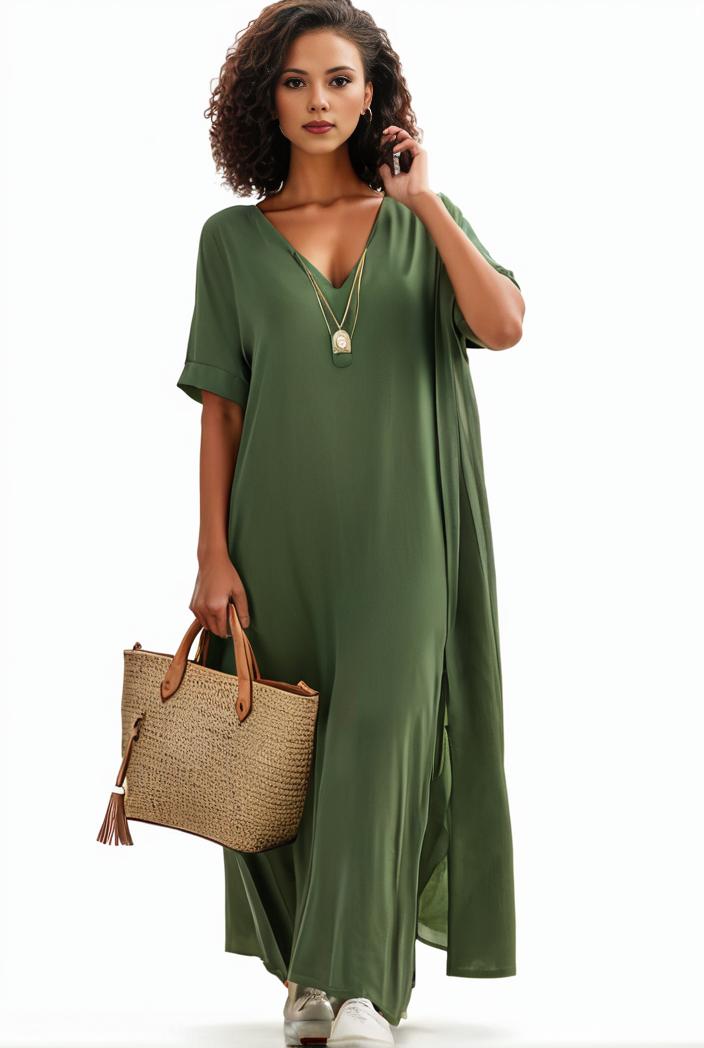 plus size casual dress women s plus solid v neck short sleeve ruffle trim smock dress 100396