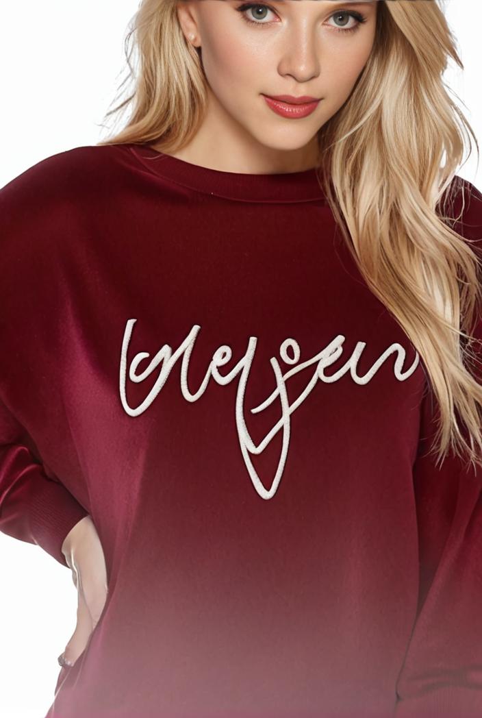 plus size casual sweatshirt women s plus ombre letter heart print raglan sleeve round neck slight stretch pullover sweatshirt 100712