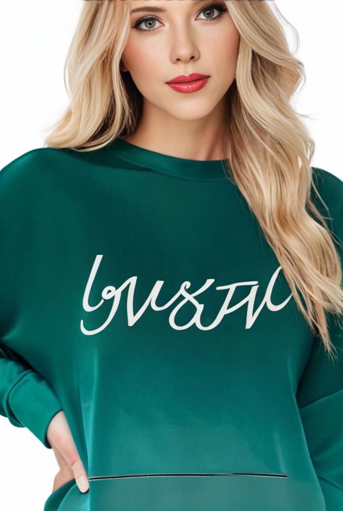 plus size casual sweatshirt women s plus ombre letter heart print raglan sleeve round neck slight stretch pullover sweatshirt 100747