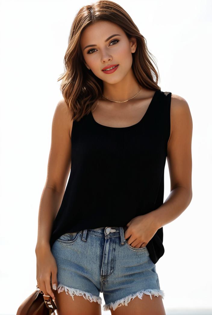 plus size casual tank top women s plus solid square neck pleated medium stretch tank top 101023