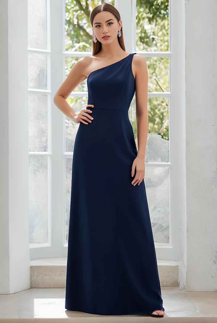 flowy chiffon one shoulder with three straps bridesmaid dress 134100