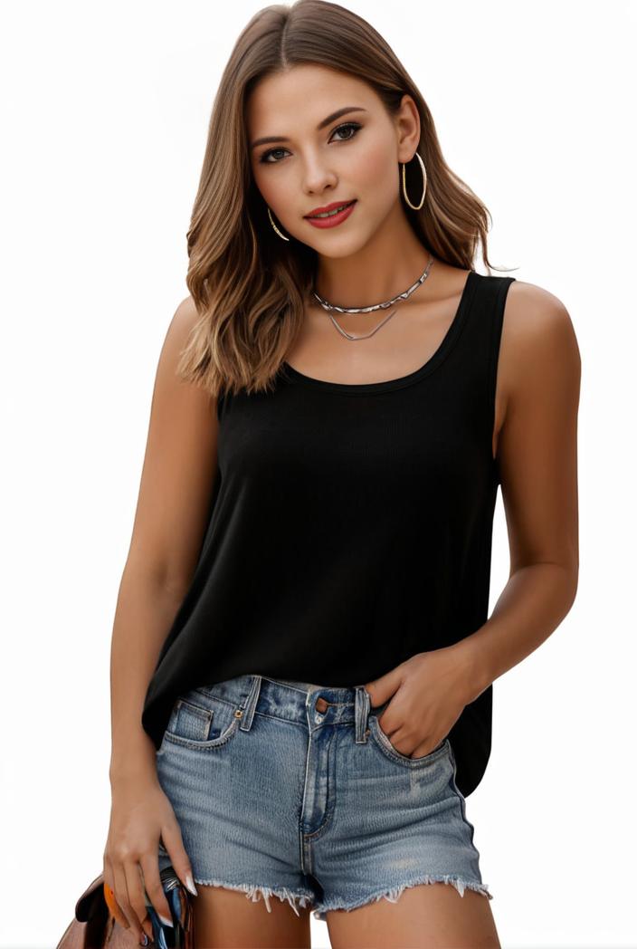 plus size casual tank top women s plus solid square neck pleated medium stretch tank top 101027