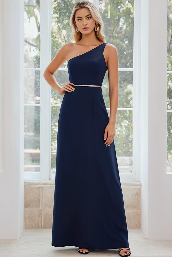 flowy chiffon one shoulder with three straps bridesmaid dress 134102