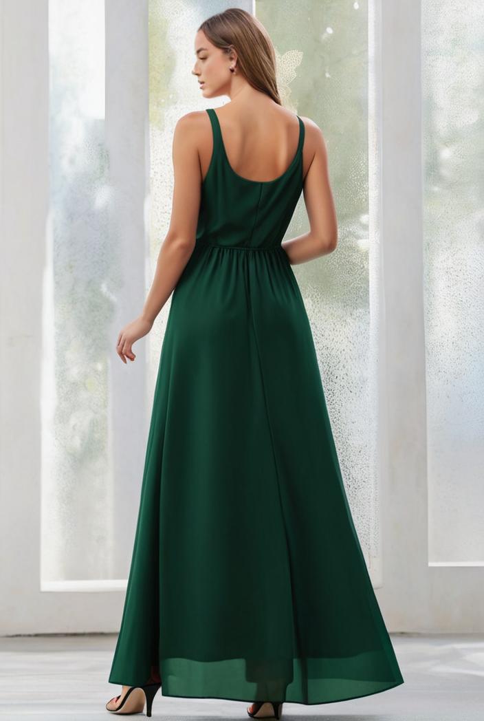 flowy chiffon one shoulder with three straps bridesmaid dress 134112