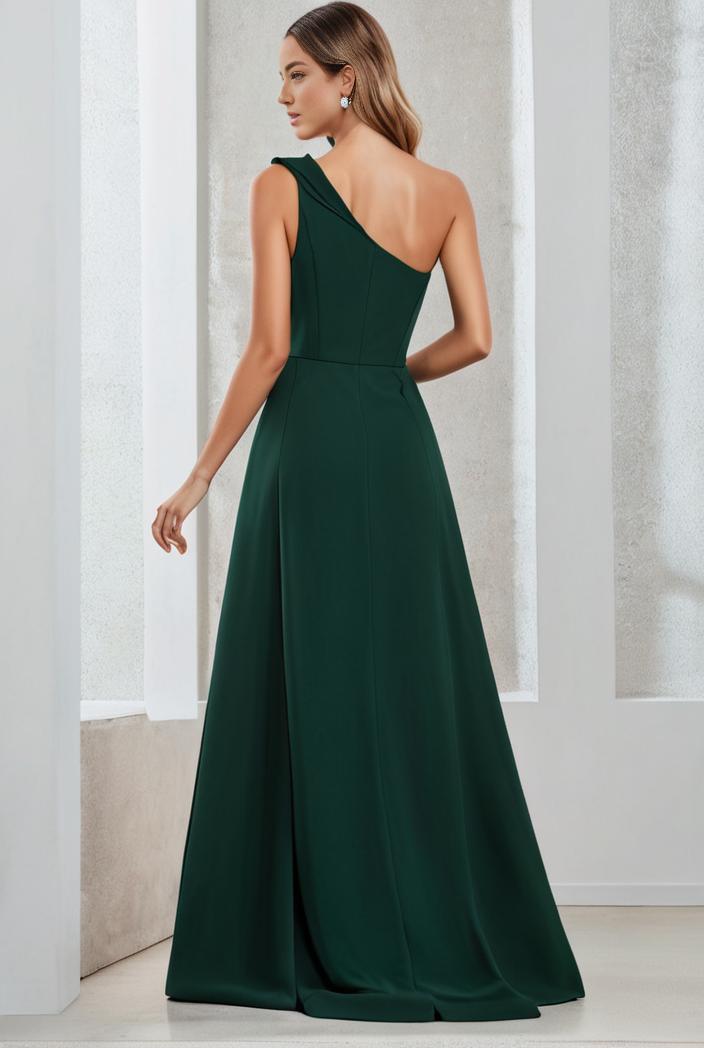 flowy chiffon one shoulder with three straps bridesmaid dress 134114
