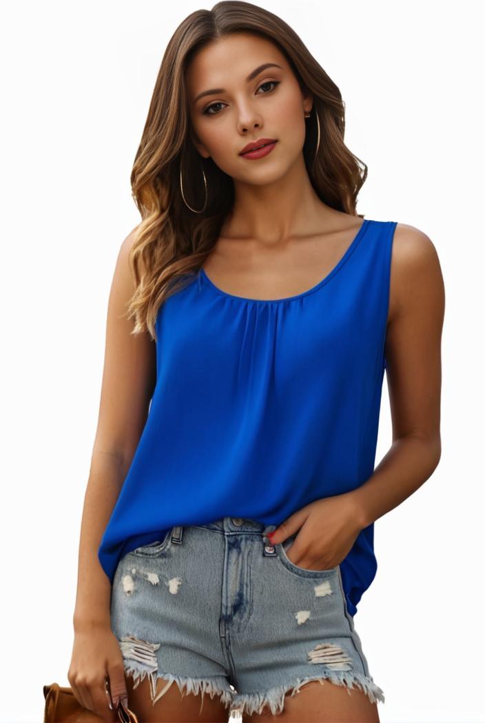 plus size casual tank top women s plus solid square neck pleated medium stretch tank top 101046