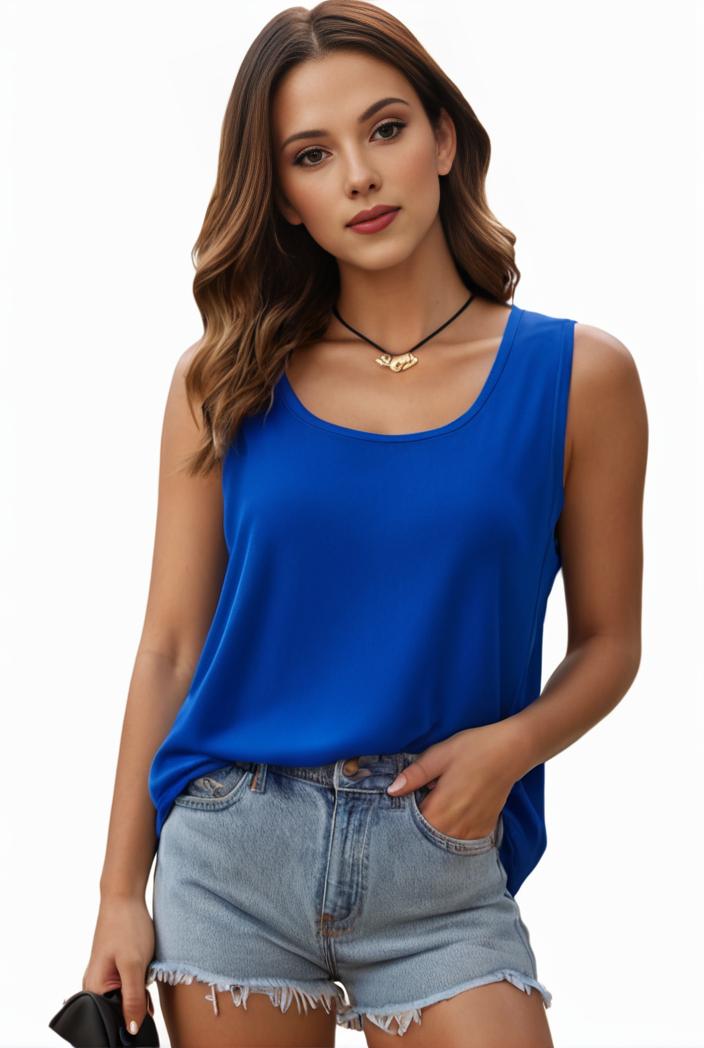 plus size casual tank top women s plus solid square neck pleated medium stretch tank top 101048