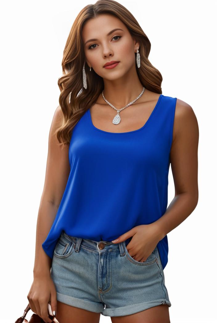 plus size casual tank top women s plus solid square neck pleated medium stretch tank top 101047