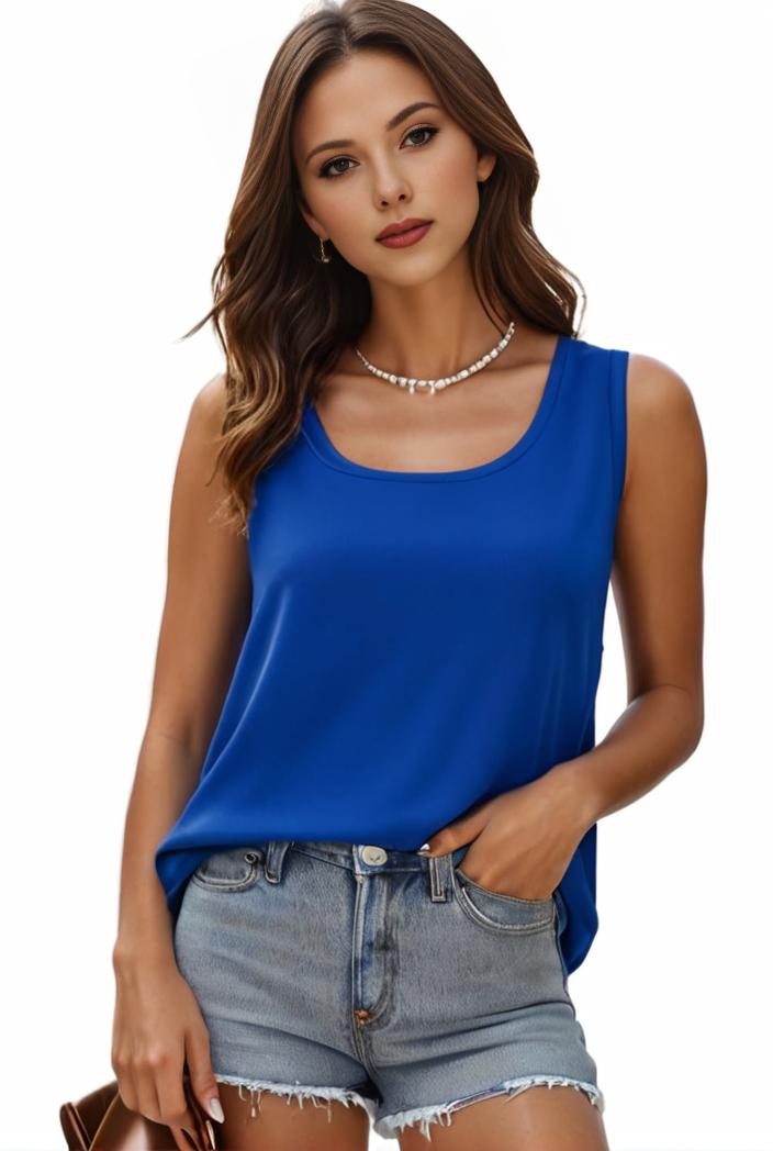 plus size casual tank top women s plus solid square neck pleated medium stretch tank top 101050