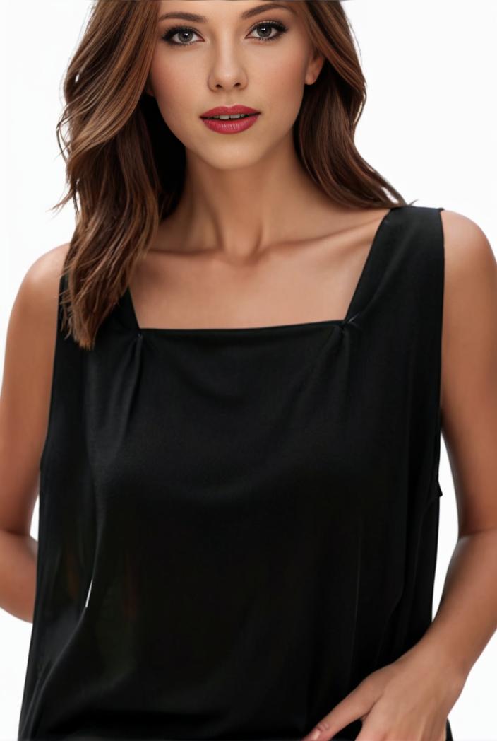 plus size casual tank top women s plus solid square neck slight stretch pleated tank top 101063