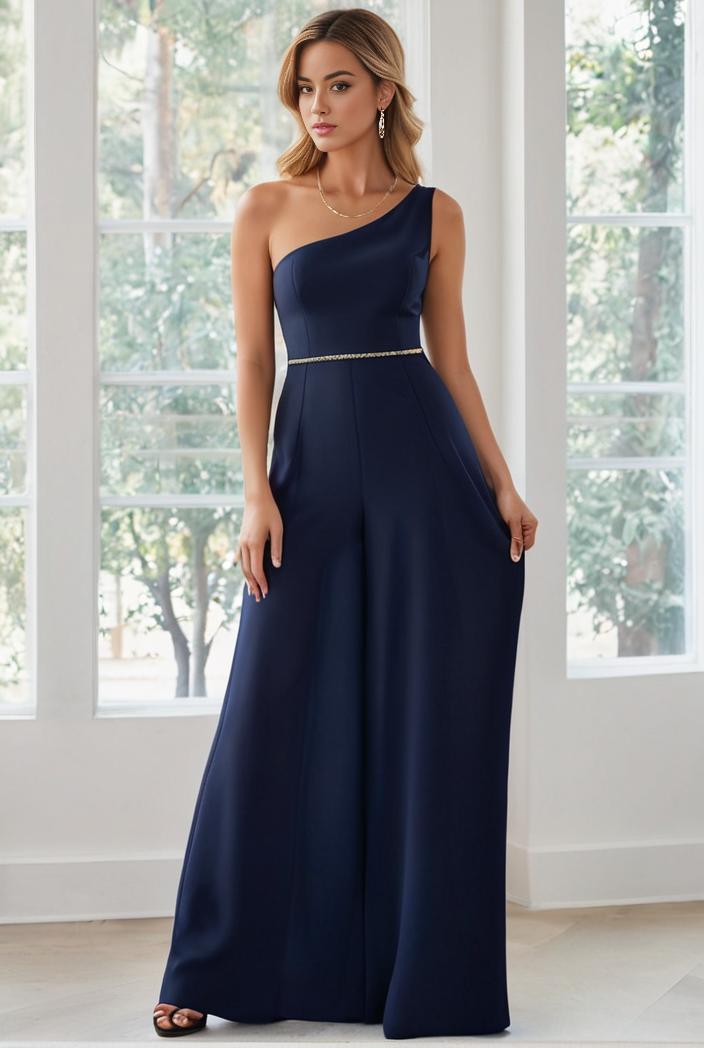flowy chiffon one shoulder with three straps bridesmaid dress 134138