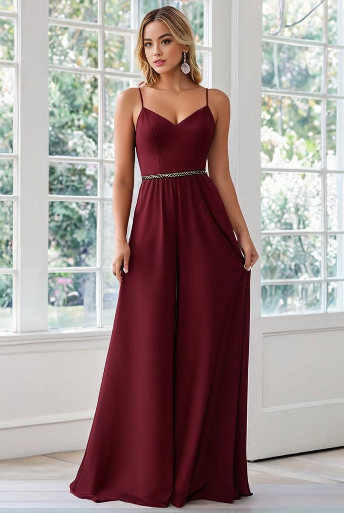 flowy chiffon one shoulder with three straps bridesmaid dress 134143