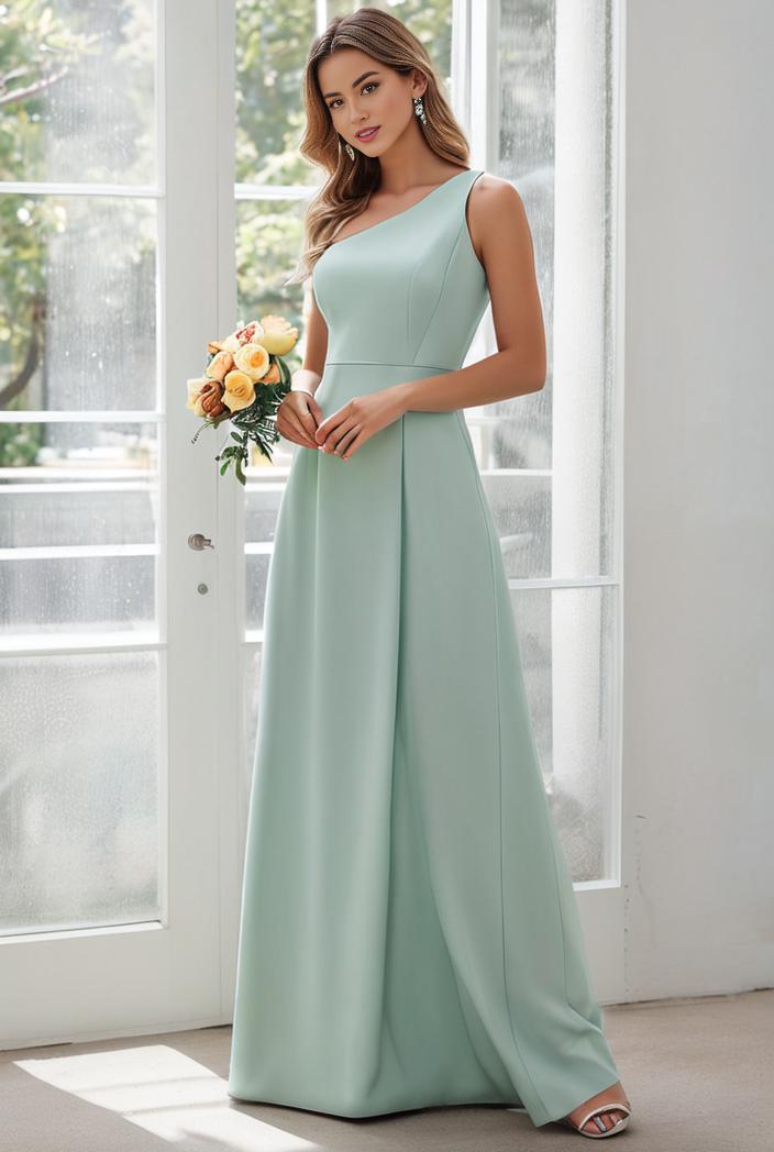 flowy chiffon one shoulder with three straps bridesmaid dress 134148