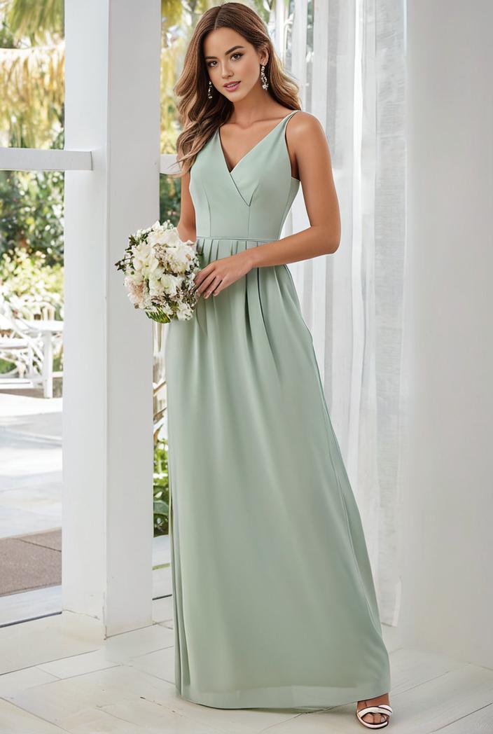 flowy chiffon one shoulder with three straps bridesmaid dress 134151