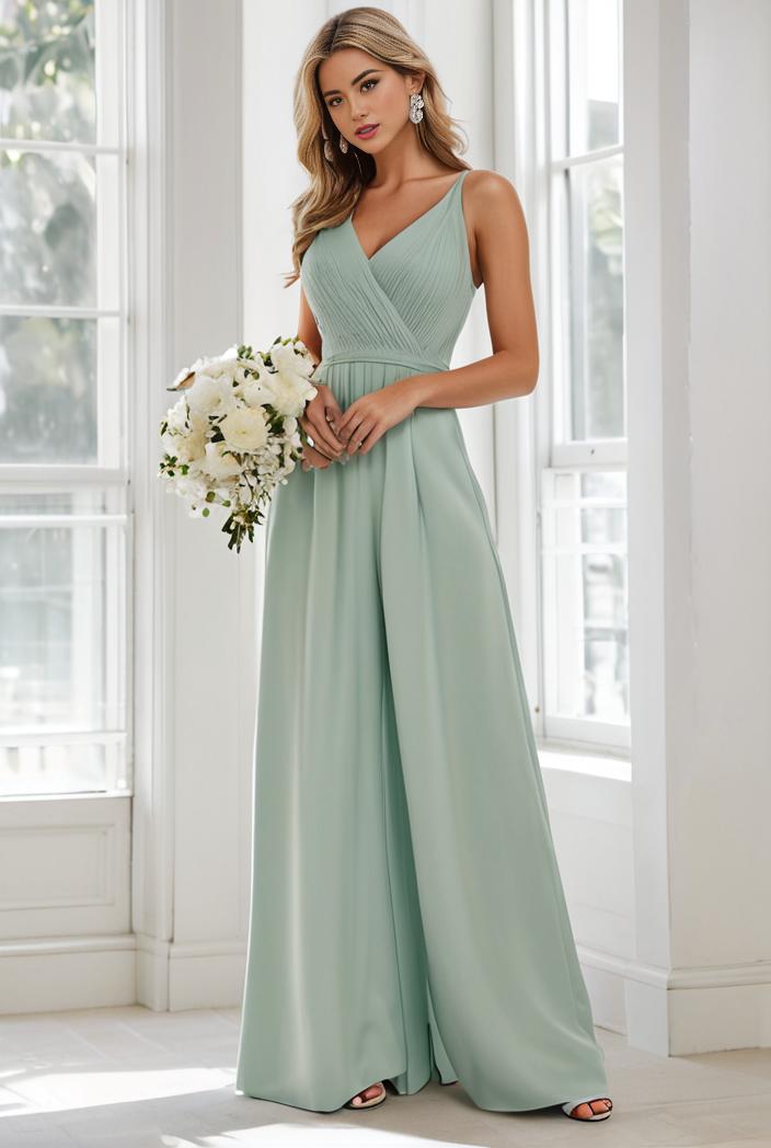 flowy chiffon one shoulder with three straps bridesmaid dress 134153