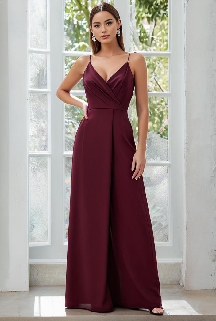 flowy chiffon one shoulder with three straps bridesmaid dress 134156