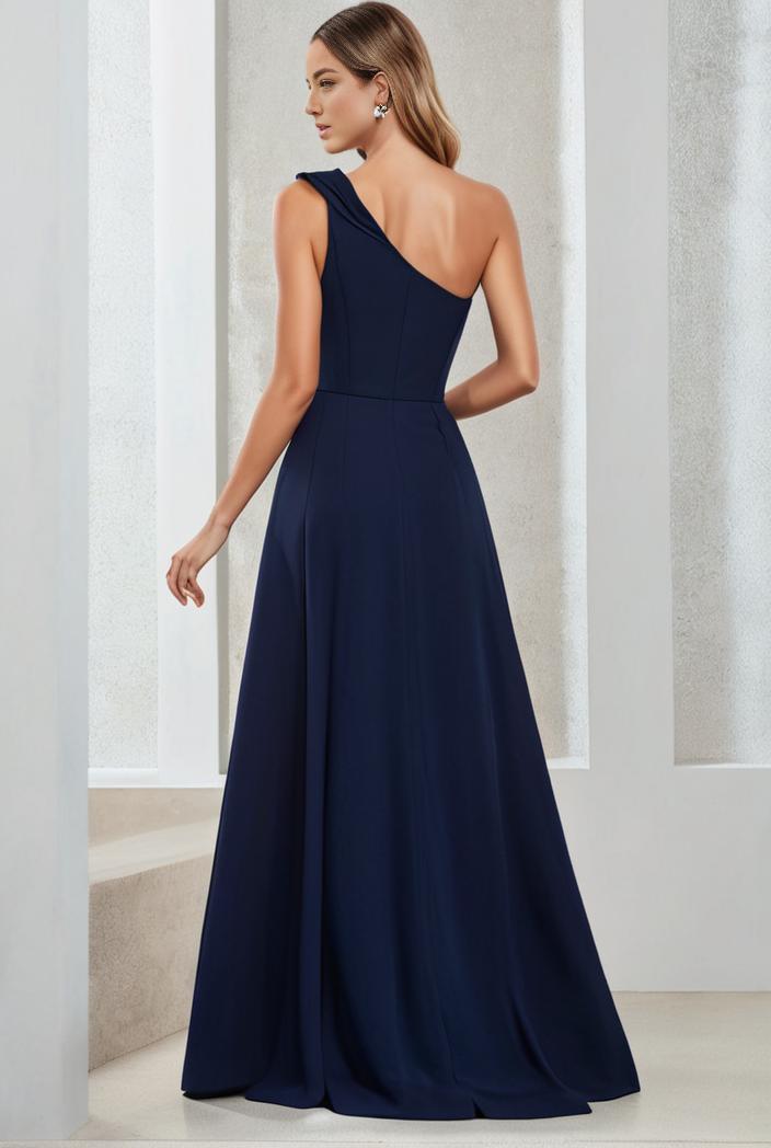 flowy chiffon one shoulder with three straps bridesmaid dress 134170