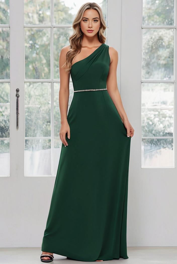 flowy chiffon one shoulder with three straps bridesmaid dress 134171