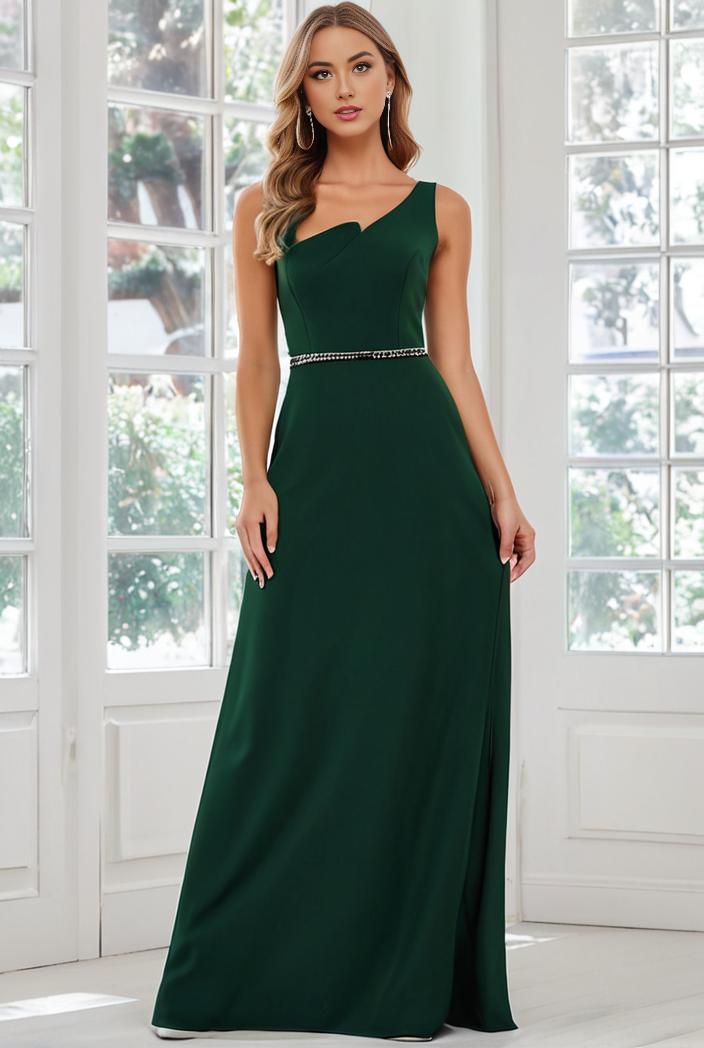 flowy chiffon one shoulder with three straps bridesmaid dress 134177