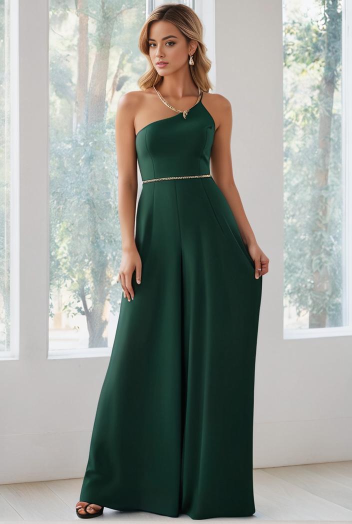 flowy chiffon one shoulder with three straps bridesmaid dress 134178