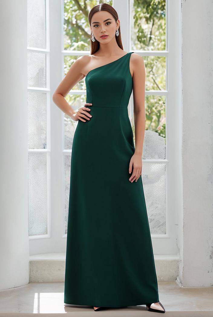 flowy chiffon one shoulder with three straps bridesmaid dress 134180