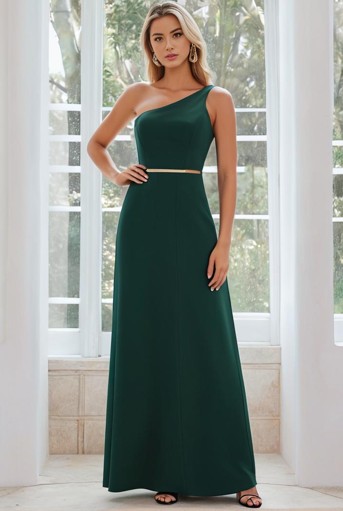 flowy chiffon one shoulder with three straps bridesmaid dress 134182